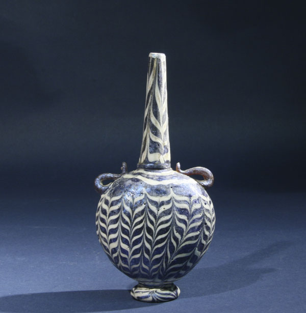 Early Islamic Marvered Glass  Bottle