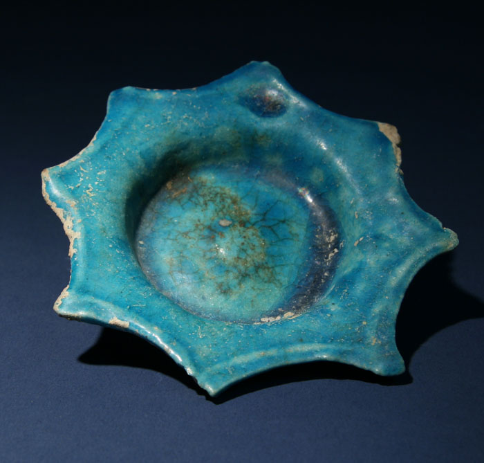 A Miniature Ceramic  Blue Glazed Cosmetic Dish,